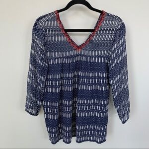 Lucky Brand Blue V-Neck Top Size‎ M